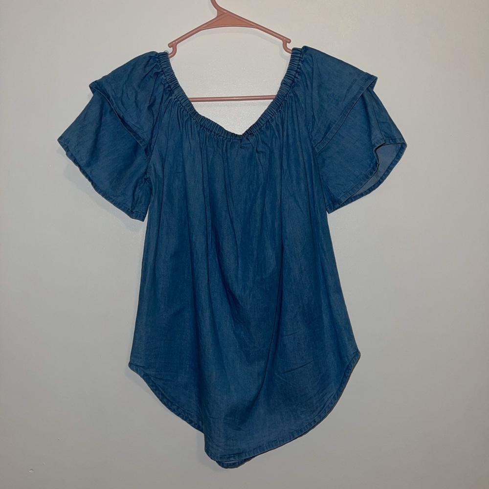 Off-Shoulder Blue Jean Top